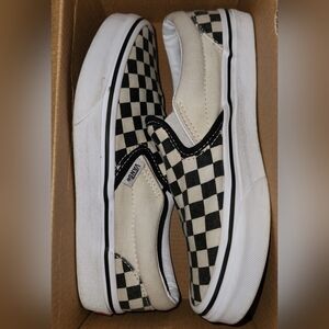 Kids' Classic Checkerboard Slip-on Vans Black/White Size 3